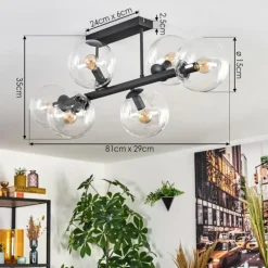 Gastor Plafonnier, Boule lumineuse Clair, 6 lumières