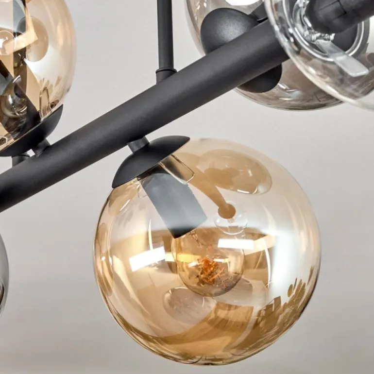 Gastor Plafonnier, Boule lumineuse Ambre, Clair, Fumé, 6 lumières