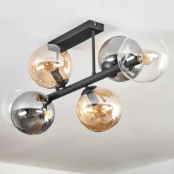 Gastor Plafonnier, Boule lumineuse Ambre, Clair, Fumé, 6 lumières