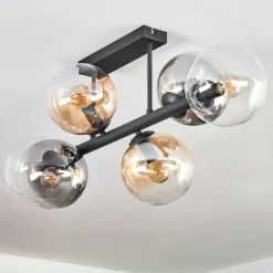 Gastor Plafonnier, Boule lumineuse Ambre, Clair, Fumé, 6 lumières