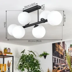 Gastor Plafonnier, Boule lumineuse Blanc, 6 lumières
