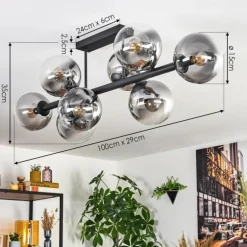 Gastor Plafonnier, Boule lumineuse Clair, Fumé, 8 lumières