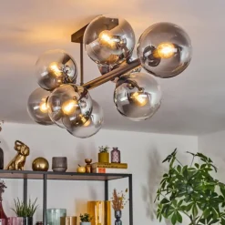 Gastor Plafonnier, Boule lumineuse Clair, Fumé, 8 lumières
