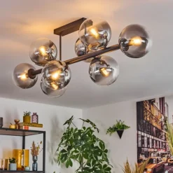 Gastor Plafonnier, Boule lumineuse Clair, Fumé, 8 lumières