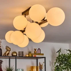 Gastor Plafonnier, Boule lumineuse Blanc, 10 lumières