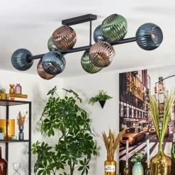 Gastor Plafonnier, Boule lumineuse Bleu, Vert, Cuivré, 10 lumières