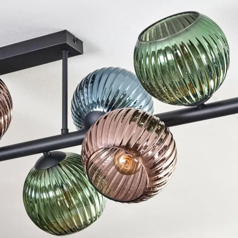 Gastor Plafonnier, Boule lumineuse Bleu, Vert, Cuivré, 10 lumières