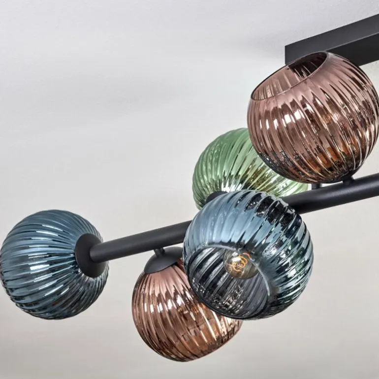 Gastor Plafonnier, Boule lumineuse Bleu, Vert, Cuivré, 10 lumières