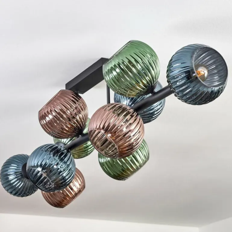 Gastor Plafonnier, Boule lumineuse Bleu, Vert, Cuivré, 10 lumières