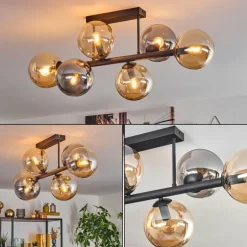 Gastor Plafonnier, Boule lumineuse Ambre, Fumé, 6 lumières