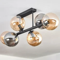 Gastor Plafonnier, Boule lumineuse Ambre, Fumé, 6 lumières