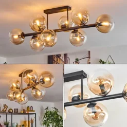 Gastor Plafonnier, Boule lumineuse Ambre, Clair, 8 lumières