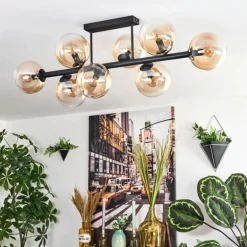Gastor Plafonnier, Boule lumineuse Ambre, Clair, 8 lumières