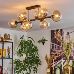 Gastor Plafonnier, Boule lumineuse Ambre, Clair, 8 lumières