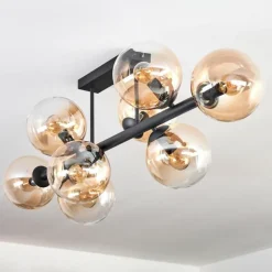 Gastor Plafonnier, Boule lumineuse Ambre, Clair, 8 lumières