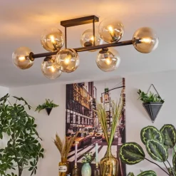 Gastor Plafonnier, Boule lumineuse Ambre, Clair, 8 lumières
