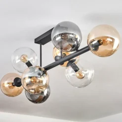 Gastor Plafonnier, Boule lumineuse Ambre, Clair, Fumé, 8 lumières