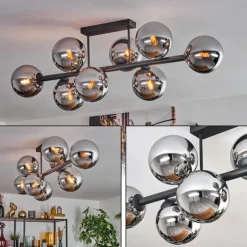Gastor Plafonnier, Boule lumineuse Chrome, Fumé, 8 lumières