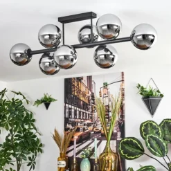 Gastor Plafonnier, Boule lumineuse Chrome, Fumé, 8 lumières
