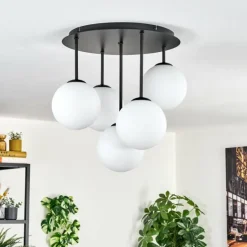 Gastor Plafonnier, Boule lumineuse 45 cm Blanc, 5 lumières