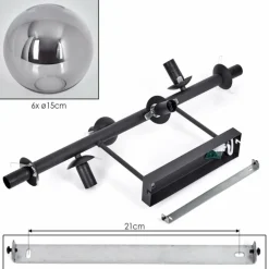 Gastor Plafonnier, Boule lumineuse Fumé, 6 lumières