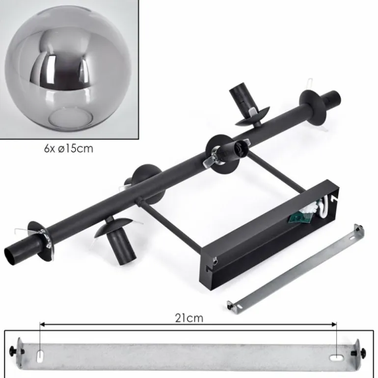 Gastor Plafonnier, Boule lumineuse Fumé, 6 lumières