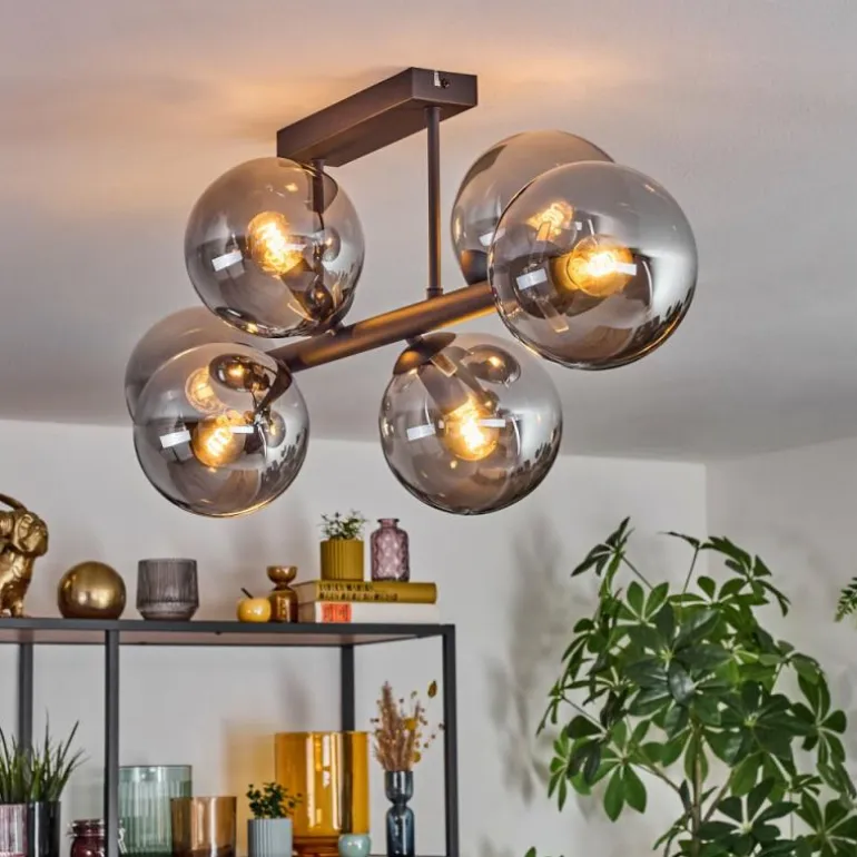 Gastor Plafonnier, Boule lumineuse Fumé, 6 lumières