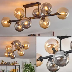 Gastor Plafonnier, Boule lumineuse Ambre, Fumé, 8 lumières