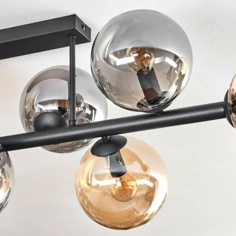 Gastor Plafonnier, Boule lumineuse Ambre, Fumé, 8 lumières