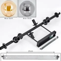 Gastor Plafonnier, Boule lumineuse Ambre, Fumé, 8 lumières