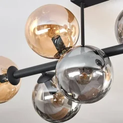 Gastor Plafonnier, Boule lumineuse Ambre, Fumé, 8 lumières