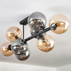 Gastor Plafonnier, Boule lumineuse Ambre, Fumé, 8 lumières