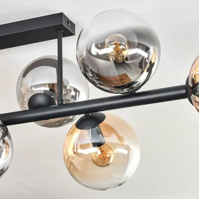 Gastor Plafonnier, Boule lumineuse Ambre, Clair, Fumé, 8 lumières
