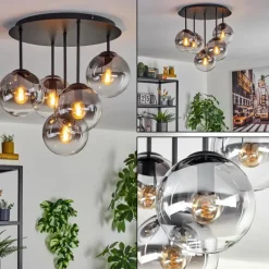 Gastor Plafonnier, Boule lumineuse 45 cm Clair, Fumé, 5 lumières