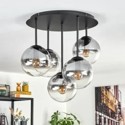 Gastor Plafonnier, Boule lumineuse 45 cm Clair, Fumé, 5 lumières