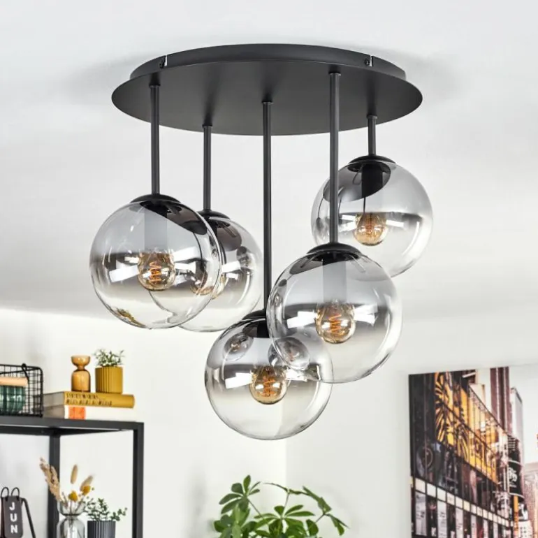 Gastor Plafonnier, Boule lumineuse 45 cm Clair, Fumé, 5 lumières