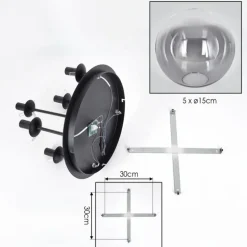 Gastor Plafonnier, Boule lumineuse 45 cm Clair, Fumé, 5 lumières