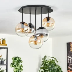 Gastor Plafonnier, Boule lumineuse 45 cm Ambre, Clair, Fumé, 5 lumières