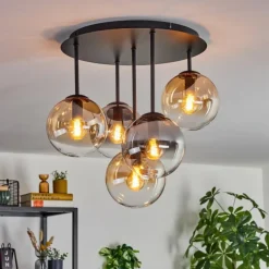 Gastor Plafonnier, Boule lumineuse 45 cm Ambre, Clair, Fumé, 5 lumières