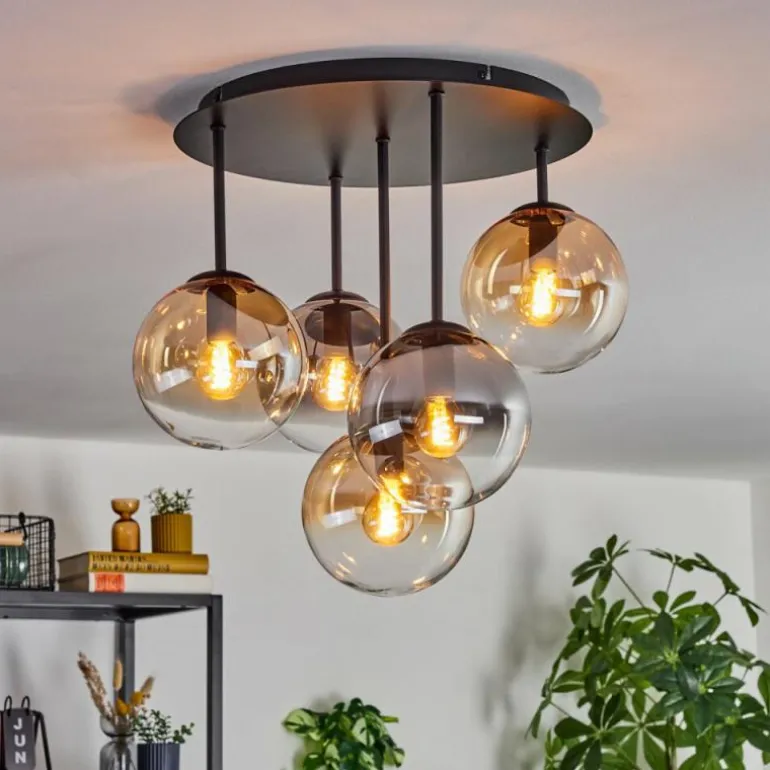 Gastor Plafonnier, Boule lumineuse 45 cm Ambre, Clair, Fumé, 5 lumières