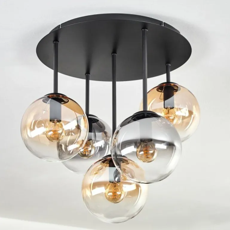 Gastor Plafonnier, Boule lumineuse 45 cm Ambre, Clair, Fumé, 5 lumières