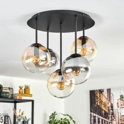 Gastor Plafonnier, Boule lumineuse 45 cm Ambre, Clair, Fumé, 5 lumières