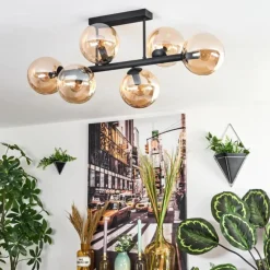 Gastor Plafonnier, Boule lumineuse Ambre, 6 lumières