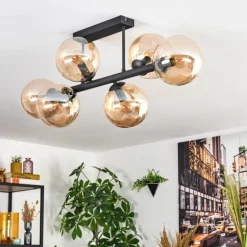 Gastor Plafonnier, Boule lumineuse Ambre, 6 lumières