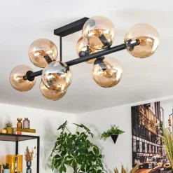 Gastor Plafonnier, Boule lumineuse Ambre, 8 lumières