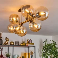 Gastor Plafonnier, Boule lumineuse Ambre, 8 lumières