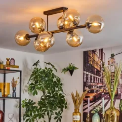 Gastor Plafonnier, Boule lumineuse Ambre, 8 lumières
