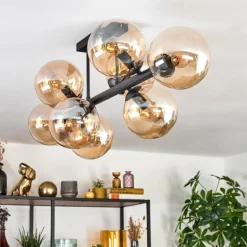 Gastor Plafonnier, Boule lumineuse Ambre, 8 lumières