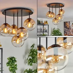 Gastor Plafonnier, Boule lumineuse 45 cm Ambre, Clair, 5 lumières