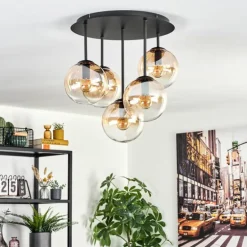 Gastor Plafonnier, Boule lumineuse 45 cm Ambre, Clair, 5 lumières